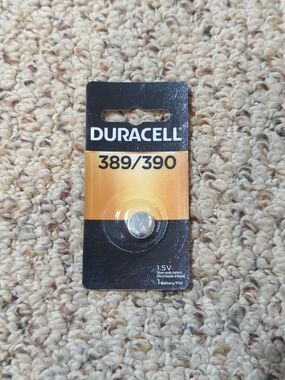 389/390 Duracell Silver Oxide Batteries (AG10, 189, LR1130, SR1130SW, SR54) QTY1